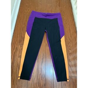 Sweaty Betty Power Leggings Purple Black Orange Colorblock Womens Size 12 XL